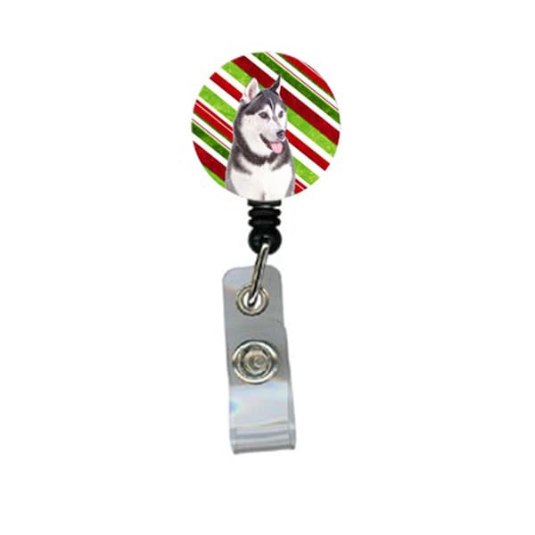 Teacher&Aposs Aid Candy Cane Holiday Christmas Alaskan Malamute Retractable Badge Reel TE2924884 - main